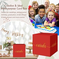 Red Graduation Card Box Gold Foil Gift For Wedding Reception Party Raffle