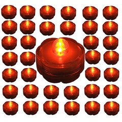 (36) VIBRANT ORANGE -LED Submersible Underwater Tea lights for WEDDING US Shippe