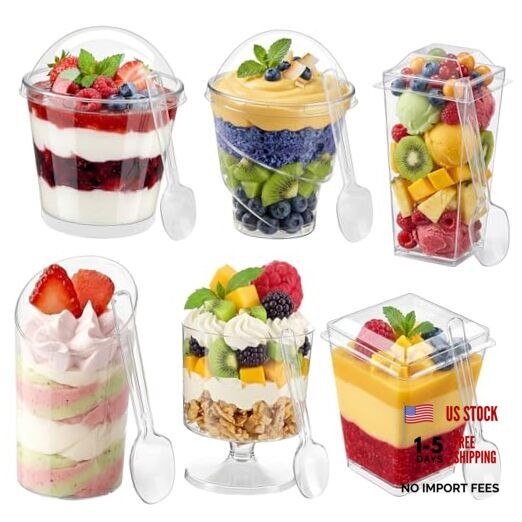 435 PCS Dessert Cups Set with Lids and Spoons, 5oz 3oz Mini Clear Plastic