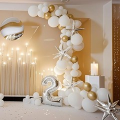 Balloons Latex Birthday Decorations 100 Pack Round Ballons for 12 inch White