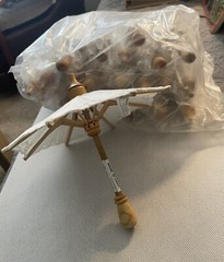 Miniature Umbrella Imperial Elegance Wood/Cotton Set Of 12 Shower Wedding Decor