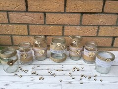 Rustic Wedding Jars Mixed Glass Table Centrepiece Love Heart Hessian Vintage X7