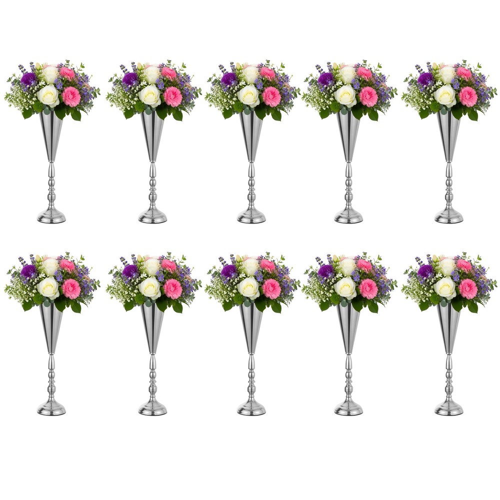 2/4/10Pcs Tabletop Vase Metal Wedding Flower Trumpet Vase Decorative Centerpiece