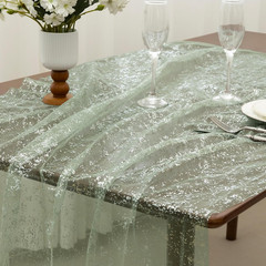 Glitter Tulle Fabric, Sage Green Silver Glitter Metallic Foil Sheer Netting Spar