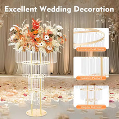 4-Tier 35.4 In. H Gold Iron Acrylic Decorative Stand Wedding Party Birthday Deco