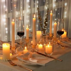 Glass Candle Holders Set, 12 Pcs Gold Candlestick Bulk, Taper Amber