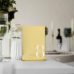 Gold Wedding Table Numbers 1-10 with Stands, 5″x7″ Gold Mirror Acrylic Table …