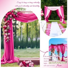 Wedding Arch Draping Fabric,4 Panels 28″ x20ft Fuchsia Wedding Arch Drapes fo…