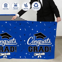 multiwins 7-Pack Graduation Party Decorations Set, 3 Blue 54″ x 108″,