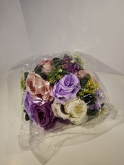 Box Of 12 Artificial Pink, Purple And White Bouquet Floral Centerpieces