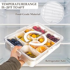 Divided Serving Tray with Handle, 8 Compartments Snack Box 11″ x 8.7″ x 2.8″