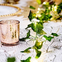 GREEN 7 ft LED Ivy Leaf GARLAND Battery Operated FAIRY LIGHTS Party Decorations