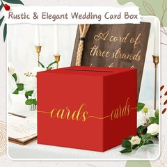 Red Graduation Card Box Gold Foil Gift For Wedding Reception Party Raffle