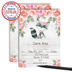 Watercolor Floral Cute Raccoon 20 Pack,