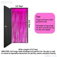 Hot Pink Party Streamers Backdrop – GREATRIL Shiny Fuchsia Tinsel Foil Fringe…