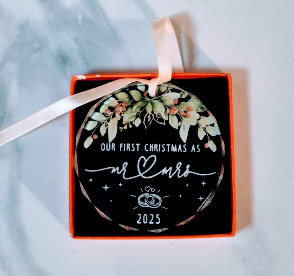 Wedding Gifts for Couples – Our First Christmas As Mr and Mrs 2025 Ornament