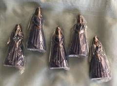 VINTAGE 5 BRN BRIDESMAIDS IN NAVY GOWNS OLD STOCK CAKE TOPPERS’ NEW-FREE SHIP