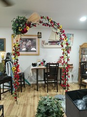 95″ Metal Garden Arch Trellis for Climbing Plants Outdoor Arbors Wedding Arch US