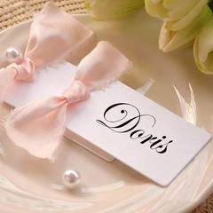 12PCS Table Name Cards with Satin Ribbon, 3.54×1.96 Soft Place Cards for Wedd…
