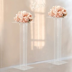 46″ CLEAR Acrylic Flower Display STAND Square Top and Base Party Decorations
