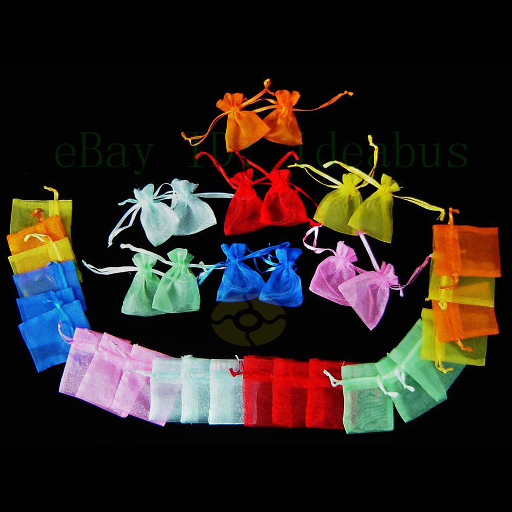 25/50/100/200pcs Organza Pouches Jewelry Wedding Party Favor Gift Bags 4″ X 3″