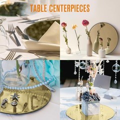Houseables Gold Mirror Centerpieces For Tables, Round Mirrors For Centerpieces