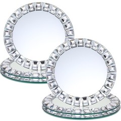 Suclain 6 Pcs Mirrored Glass Charger Plates 13 Inch Mirror Plates Round Charg…