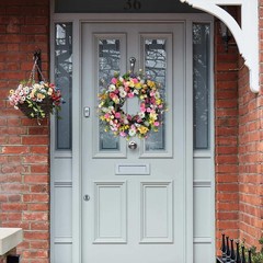 idyllic 22 Inch Spring Summer Wild Flower Front Door Wreath, Everyday Greener…