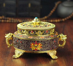 Censer Lotus Flowers Incense Burner Sandalwood Incense Tower Alloy Cloisonne