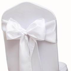 ZSJFMF Pack of 50 Satin White Chair Sashes Bows 7 X 108 Inch Universal