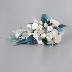 Peacock Blue Bouquet Silk Fake Flowers Bridal Drop Shape Wedding Supplies Decor