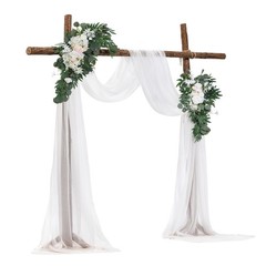 Artificial Wedding Arch Flowers Kit White With 2 Pcs Flowers 2 Pcs Drapes
