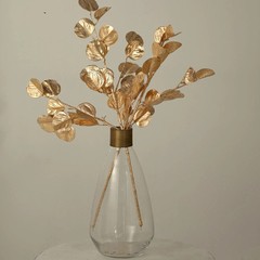 GOLD 2 Metallic 27″ Artificial Eucalyptus LEAF Branches Faux Foliage Stems Party