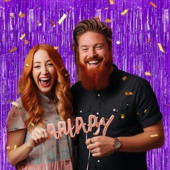 3 Pack Foil Fringe Backdrop – Purple Shiny Tinsel Curtains for Party Decorati…