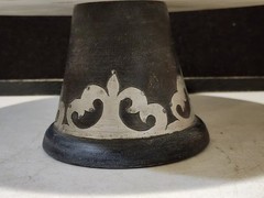 GG Gracious Goods Inlaid Metal Cake Stand with Marble Top