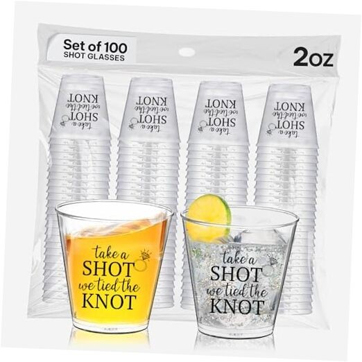100 PCS Wedding Shot Pack of 100 Plastic – Take a Shot We Tied the Knot
