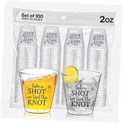100 PCS Wedding Shot Pack of 100 Plastic – Take a Shot We Tied the Knot