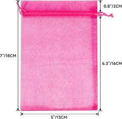 25PCS Rose Red Organza Bags 5×7 inches – Sheer Mesh Jewelry Pouches, Organza Gif