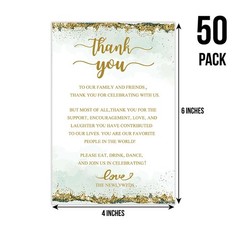 50 PCS Wedding Thank You Place Cards Table Sign Reception 4×6 Inch Decor