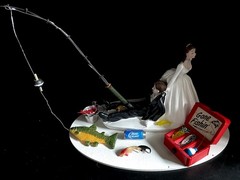 Grooms Cake Topper Wedding Bridal Bride Groom Going Gone Fishing Pail, Ice Theme