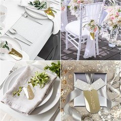 20 PCS Mirror Gold Acrylic Place Cards Ribbon Wedding Name Tags Table Decor