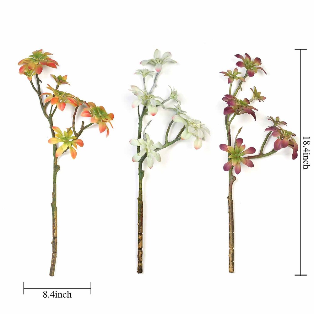 Set of 3 18″ tall Assorted Faux Succulent Picks Sprays Stems Wedding Decorations