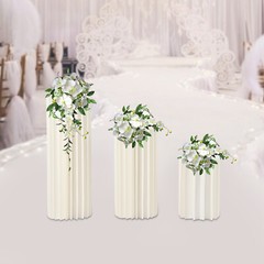 3pc Wedding Centerpieces Cardboard Vases with PVC Disc,Columns Display