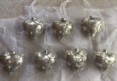 Wedding/Bridal/Anniversary Silver Scroll Faux Pearl Heart Ornaments – 7
