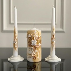 Unity Candle Set for Wedding Ceremony – 6” Pillar & 10” Taper Candles – Long …