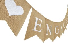 ic Engagement Decor, Burlap Bunting Banner, Beige, Wedding