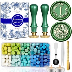 Elegant Initial J Wax Seal Kit,2pcs Exquisite Brass Stamp Heads with Eucalypt…