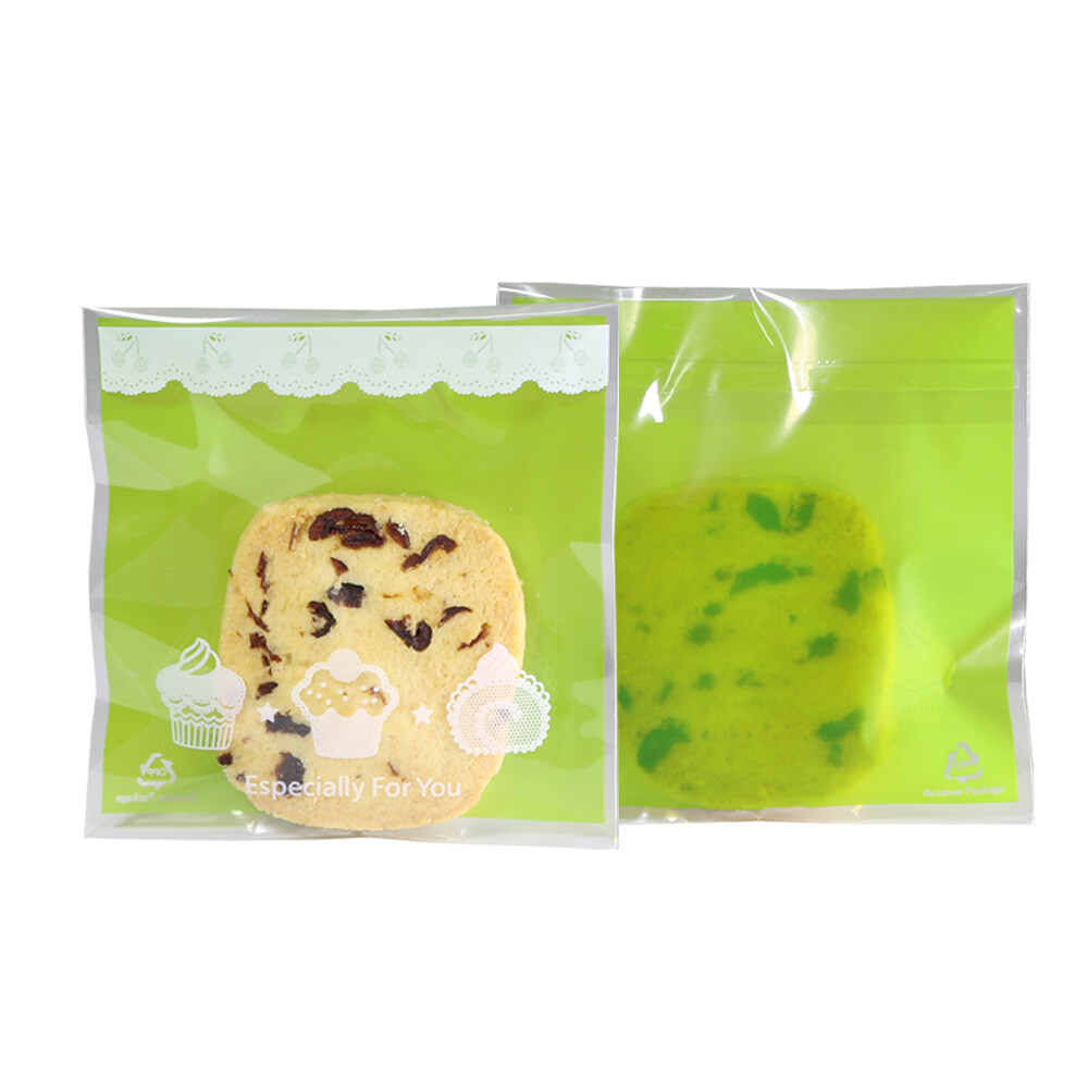 Clear/Green Design Moisture-Proof Dessert Storage Bags in Many QTY (4×4″)