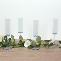 6 DUSTY BLUE Cylindrical 6 oz Reusable Plastic Champagne Flute Glasses Party