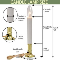 4 Pack 9″ Electric Window Candle Lights with Base, 5FT Cord Flameless Candles